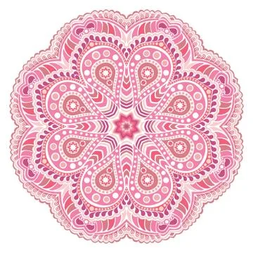 Ornamental round lace pattern, circle background with many details, looks lik 스톡 일러스트