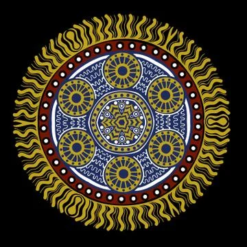 Ornamental round lace pattern, circle background with many details, looks lik Illustrazione stock