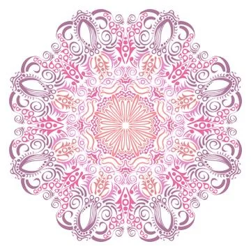 Ornamental round lace pattern, circle background with many details, looks lik Stock Illustration
