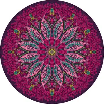 Ornamental round lace pattern, circle background with many details, looks lik Stock Illustration