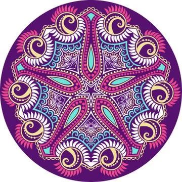 Ornamental round lace pattern, circle background with many details, looks lik Stock Illustration
