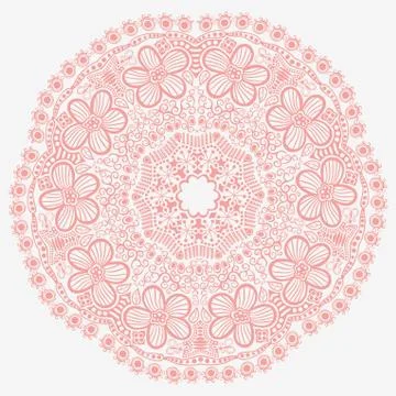 Ornamental round lace pattern, circle background with many details, looks lik 스톡 일러스트