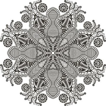 Ornamental round lace pattern, circle background with many details, looks lik Stock Illustration