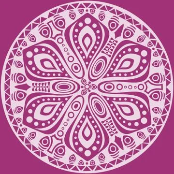 Ornamental round lace pattern, circle background with many details, looks lik Illustrazione stock