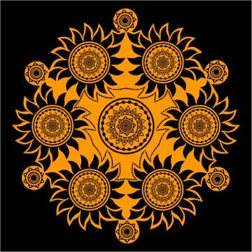 Ornamental round lace pattern, circle background with many details, looks lik 스톡 일러스트