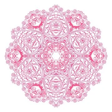 Ornamental round lace pattern, circle background with many details, looks lik Illustrazione stock