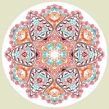 Ornamental round lace pattern, circle background with many details, looks lik Stock Illustration