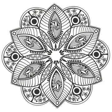 Ornamental round lace pattern, circle background with many details, looks lik 스톡 일러스트