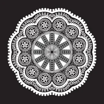 Ornamental round lace pattern, circle background with many details, looks lik イラスト素材