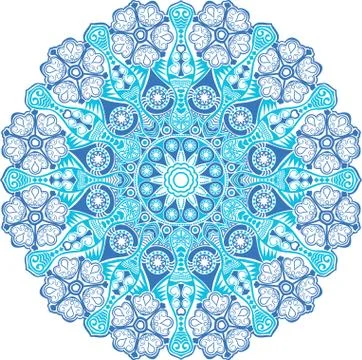 Ornamental round lace pattern, circle background with many details, looks lik Illustrazione stock