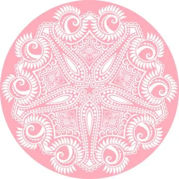 Ornamental round lace pattern, circle background with many details, looks lik Stock Illustration