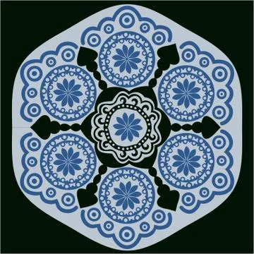 Ornamental round lace pattern, circle background with many details, looks lik Illustrazione stock