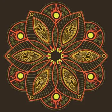 Ornamental round lace pattern, circle background with many details, looks lik Illustrazione stock