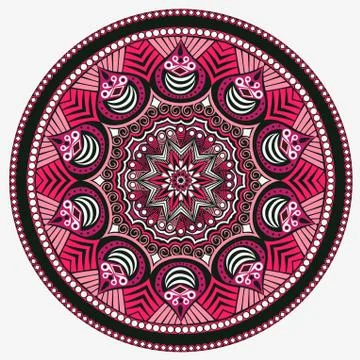 Ornamental round lace pattern, circle background with many details, looks lik 스톡 일러스트