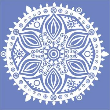 Ornamental round lace pattern, circle background with many details, looks lik Stock Illustration