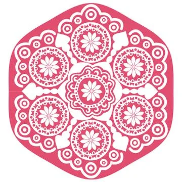Ornamental round lace pattern, circle background with many details, looks lik Illustrazione stock