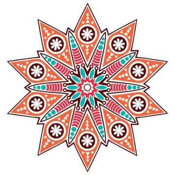 Ornamental round lace pattern, circle background with many details, looks lik Stock Illustration