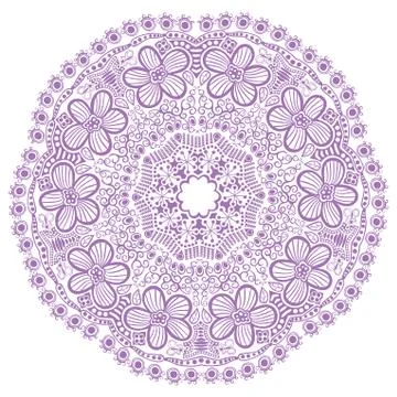 Ornamental round lace pattern, circle background with many details, looks lik Illustrazione stock