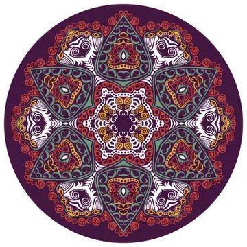 Ornamental round lace pattern, circle background with many details, looks lik 스톡 일러스트