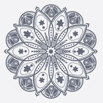 Ornamental round lace pattern, circle background with many details, looks lik Stock Illustration