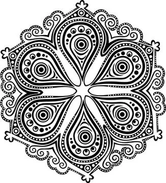 Ornamental round lace pattern, circle background with many details, looks lik Stock Illustration