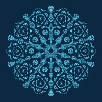 Ornamental round lace pattern, circle background with many details, looks lik 스톡 일러스트