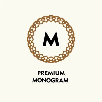Ornamental round monogram, template for creating logos, labels, chevrons. Stock Illustration