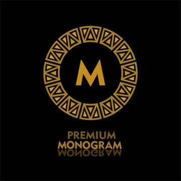 Ornamental round monogram, template for creating logos, labels, chevrons. Stock Illustration