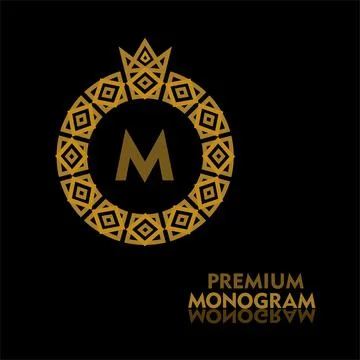 Ornamental round monogram, template for creating logos, labels, chevrons. Stock Illustration