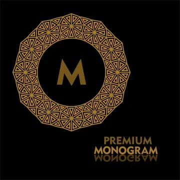 Ornamental round monogram, template for creating logos, labels, chevrons. Stock Illustration
