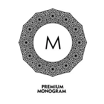 Ornamental round monogram, template for creating logos, labels, chevrons. Stock Illustration