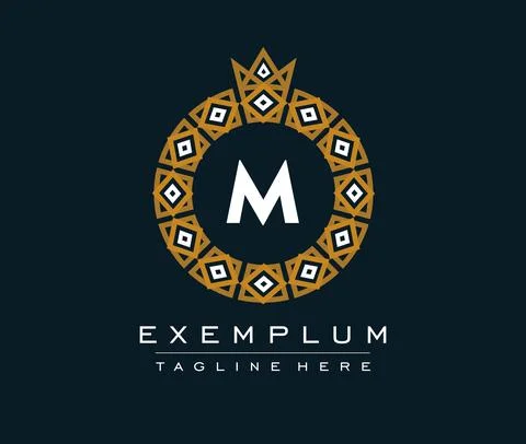 Ornamental round monogram, template for creating logos, labels, chevrons. Stock Illustration