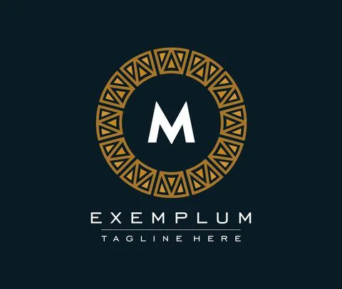 Ornamental round monogram, template for creating logos, labels, chevrons. Stock Illustration