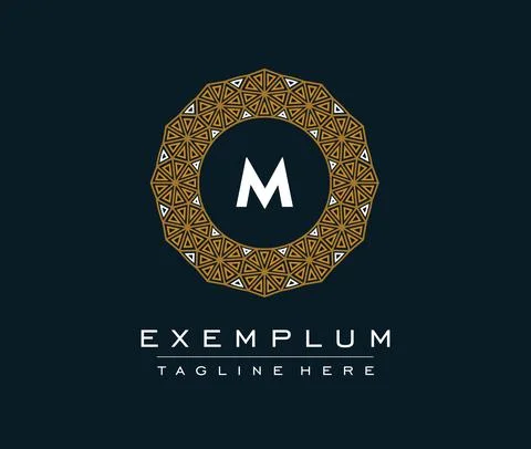 Ornamental round monogram, template for creating logos, labels, chevrons. Stock Illustration