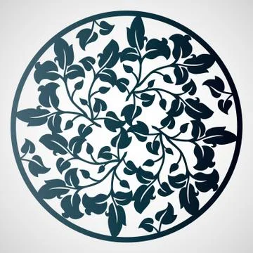 Ornamental round pattern with floral elements. Laser cutting template. Stock Illustration