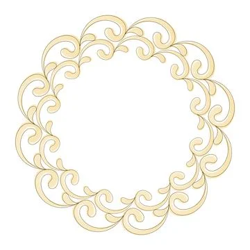 Ornamental round vintage vector frame. Golden venzels. Stock Illustration