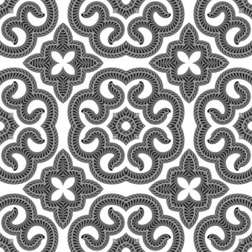 Ornamental Seamless Line Pattern. Endless Texture. Oriental Geometric Ornament 스톡 일러스트