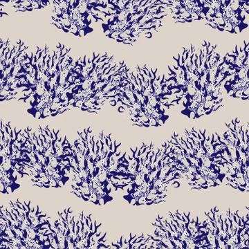 Ornamental seamless pattern with abstract wavy colored shapes. Stock Illustration