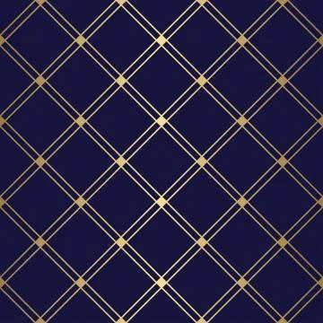 Ornamental seamless pattern with gold diagonal line and square Stock Illustration