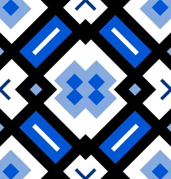 Ornamental seamless pattern or background in blue, black and white Stock Illustration
