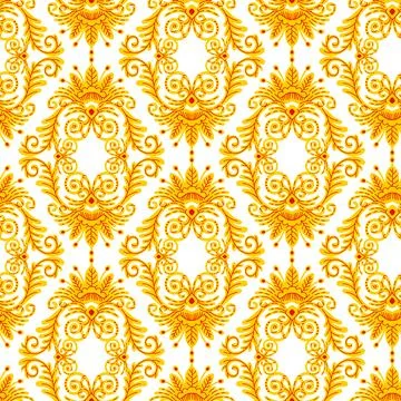 Ornamental seamless pattern vector abstract background yellow イラスト素材