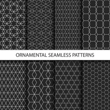 Ornamental seamless patterns - dark design. 库存插图