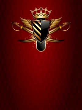 Ornamental shield with arms Stock Illustration