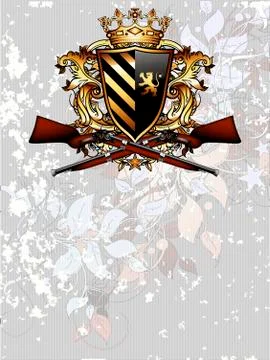 Ornamental shield with arms Stock Illustration