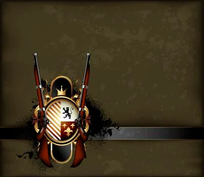 Ornamental shield with arms Illustrazione stock