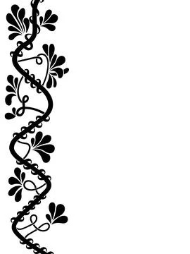 Ornamental side border with floral elements and swirls Stock Illustration