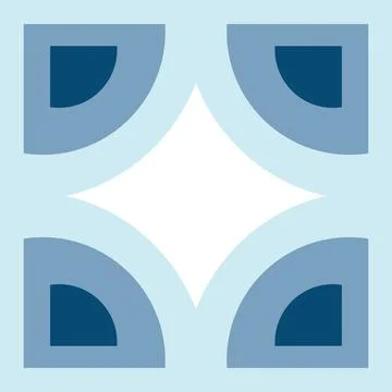 Ornamental square frame of simple geometric shapes in trendy wintery blue shades Stock Illustration