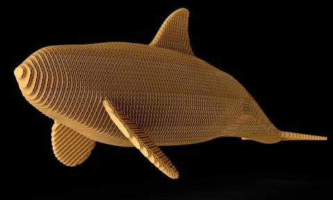Ornamental structural design of Whale. 3D illustration Stock Illustration