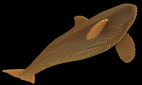 Ornamental structural design of Whale. 3D illustration Stock Illustration