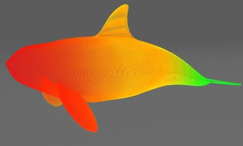 Ornamental structural design of Whale. 3D illustration Stock Illustration